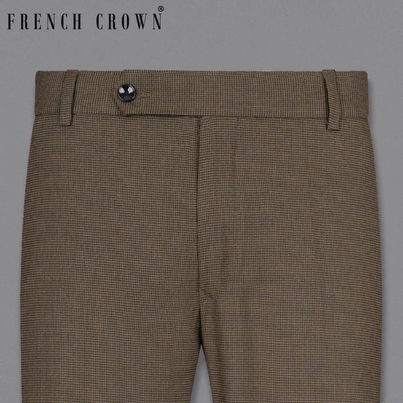 Value Deals Coffee Brown Hounstooth Wool Rich Sports Pant