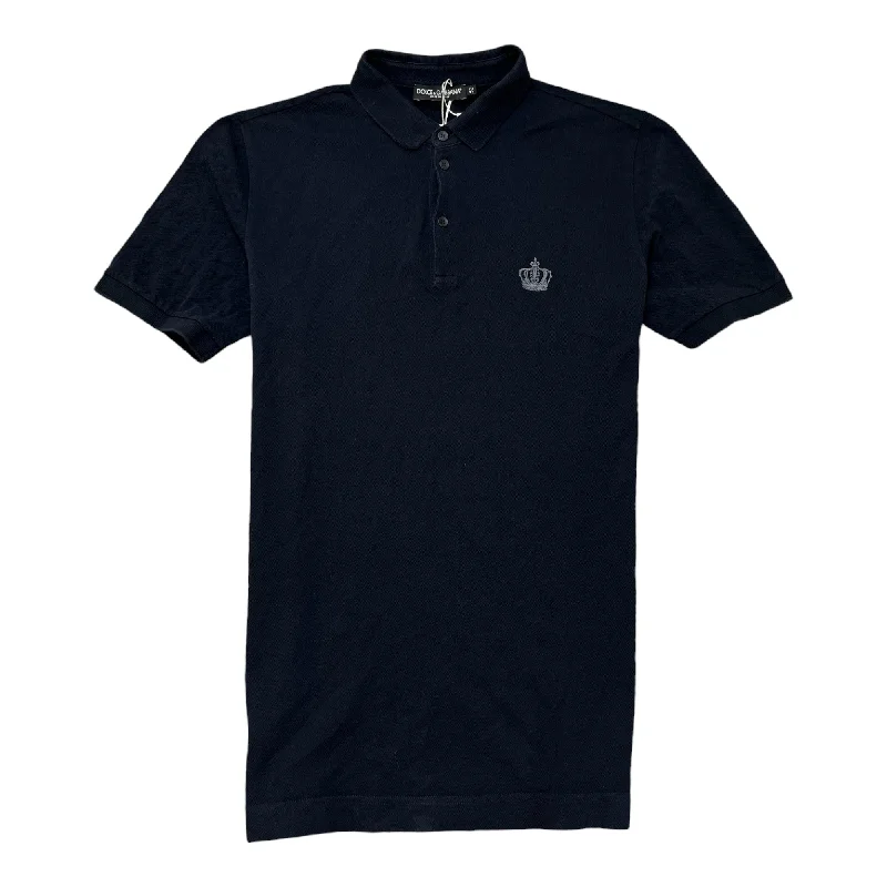 Hot Deal Men's Embroidered Crown Polo Shirt Navy Size IT 52 / UK XL