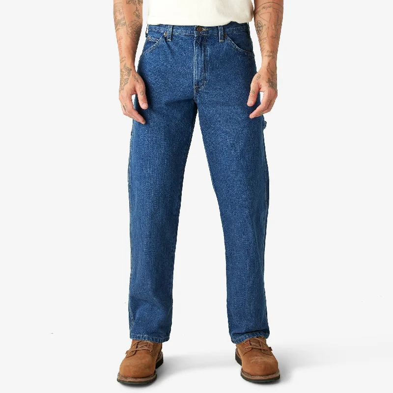 Act Fast Relaxed Fit Heavyweight Carpenter Jeans, Stonewashed Indigo Blue