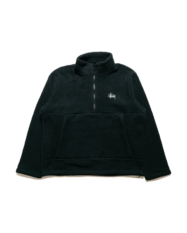 Shop and Save Stüssy Polar Fleece Half Zip Mock Neck Black