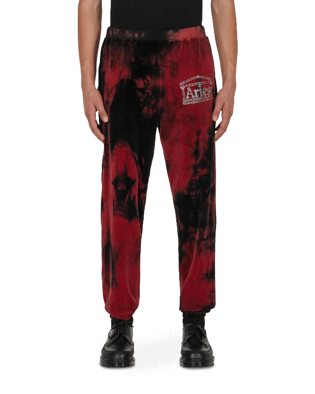 Final Clearance Rhinestone Velour Sweatpants Red