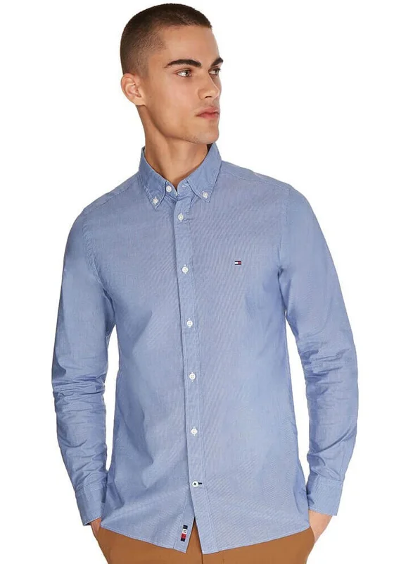 Bonus Offer Tommy Hilfiger Micro Check Shirt, Copenhagen Blue