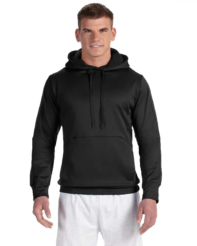 Overstock Sale Champion Adult Performance Fleece Pullover Hood | Black/ Black