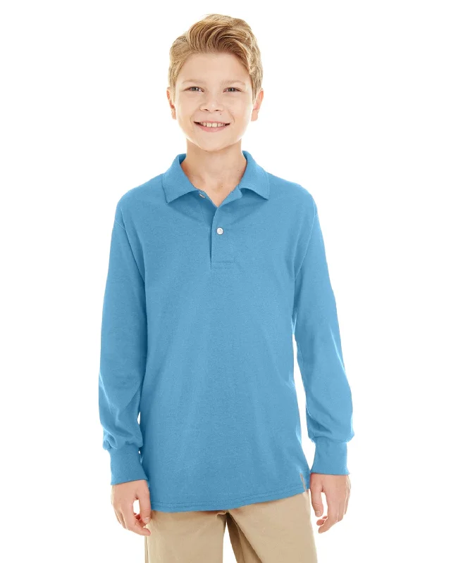 Shop Now Jerzees Youth Long Sleeve Polo Shirt | Light Blue
