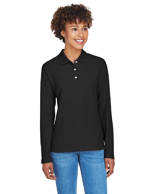 Limited Supply Devon & Jones Ladies Long Sleeve Polo Shirt | Black