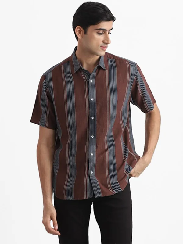 Daily Deals Ascot Brown Striped Relaxed-Fit Shirt