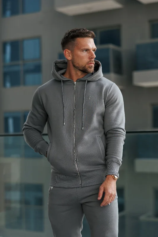Weekend Bargains to Celebrate FS Charcoal / Silver Full Zip Hoodie with Pockets - FSH1251