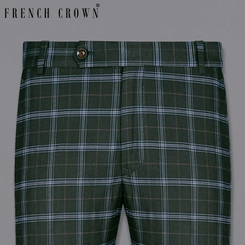 Weekend Savings Extravaganza Log Cabin Green Super fine Windowpane Wool Rich Pant