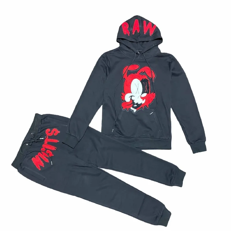Fantastic Offers Men's Raw Night Jogging Set In Black/red