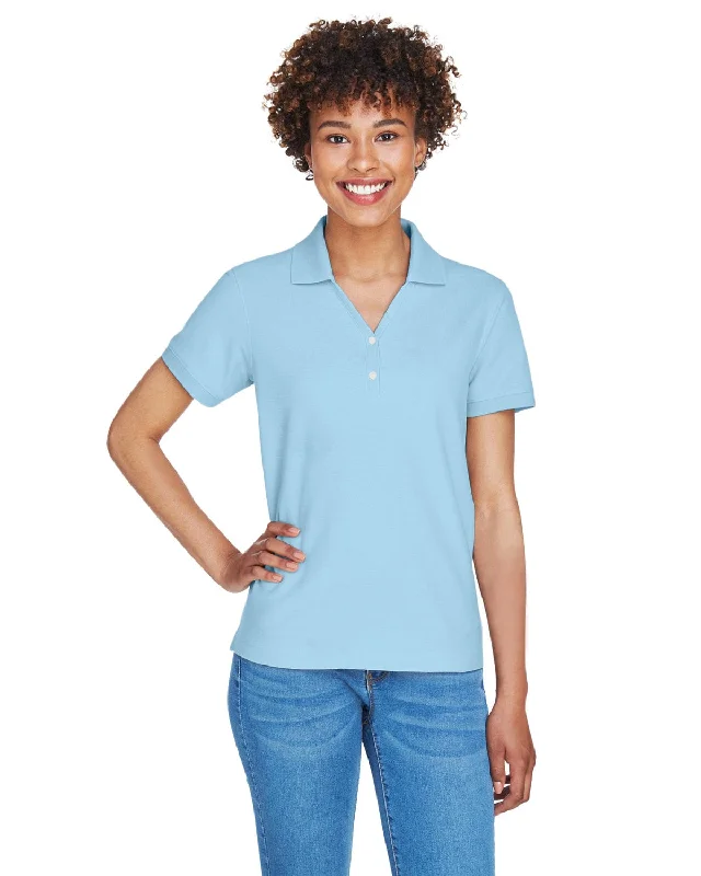 Weekend Savings Galore Devon & Jones Ladies Fine Pima Pique Polo | Crystal Blue