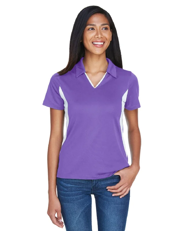 Huge Discounts Harriton Ladies Side Block Micro-Pique Polo Shirt | Team Purple/ Wht
