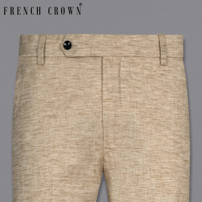 Special Discount Sandrift Brown Luxurious Linen Sports Pant
