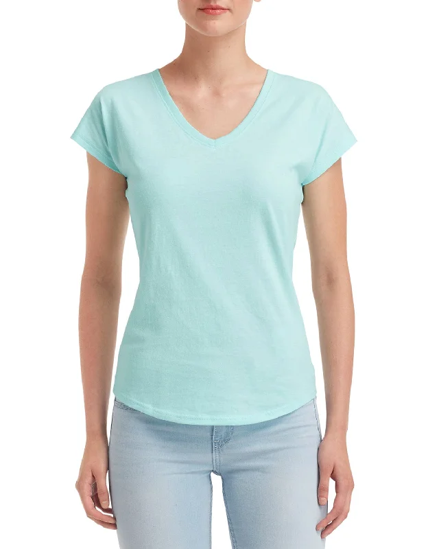 Flash Sale Anvil Ladies Triblend V-Neck T-Shirt | Teal Ice