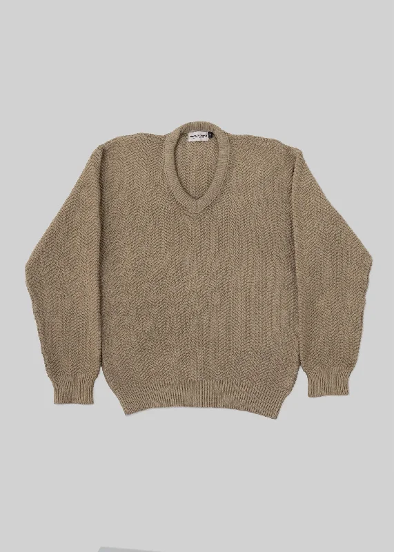 Savings Event Natural-Dyed Herringbone V-Neck
