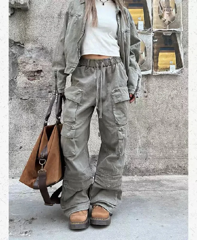 Online Specials Gartered Multi-Pocket Cargo Pants