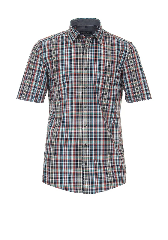 Fantastic Offers Casa Moda Short Sleeve Check Shirt, Orange Multi