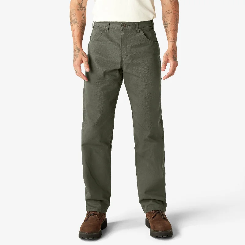 Midnight Madness Relaxed Fit Heavyweight Duck Carpenter Pants, Rinsed Moss Green