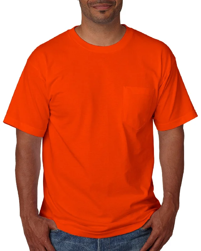 Act Now Bayside USA Made Short Sleeve Pocket T-Shirt | Bright Orange