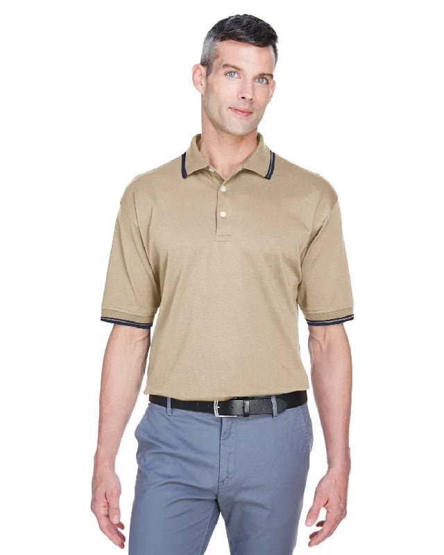 Extra Savings Devon & Jones Tipped Perfect Pima Polo Shirt | Stone/ Navy
