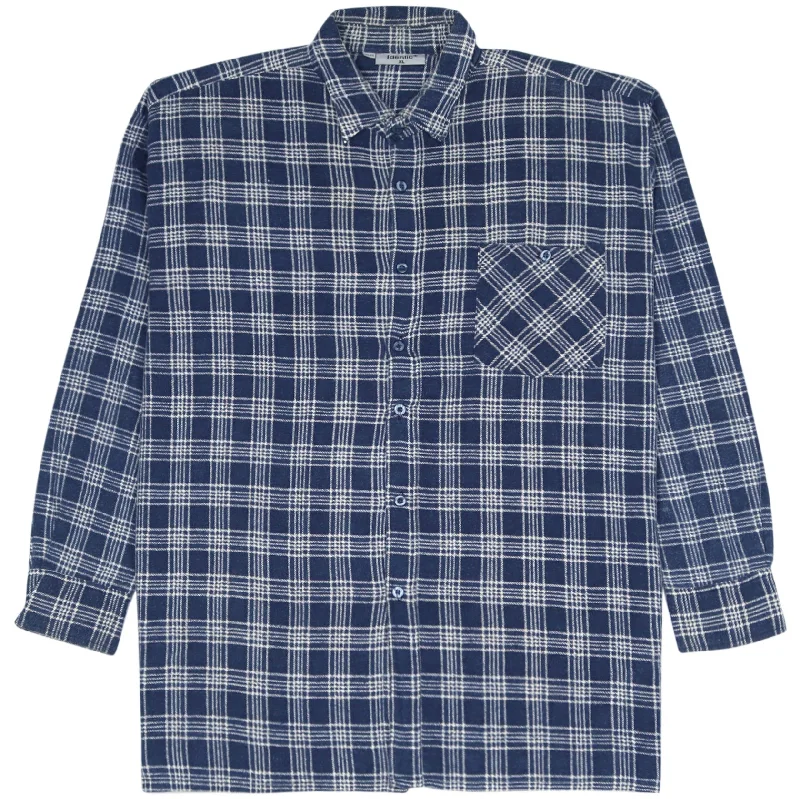 Massive Savings Identic Checkered Flannel Shirt Navy White