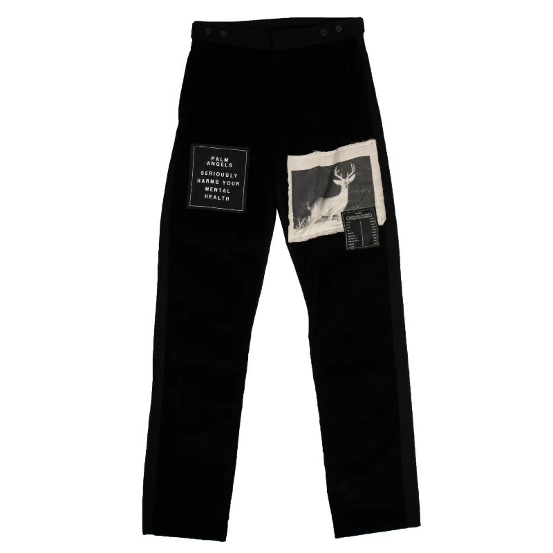 Savings Galore Men's Black Corduroy Patches Pants
