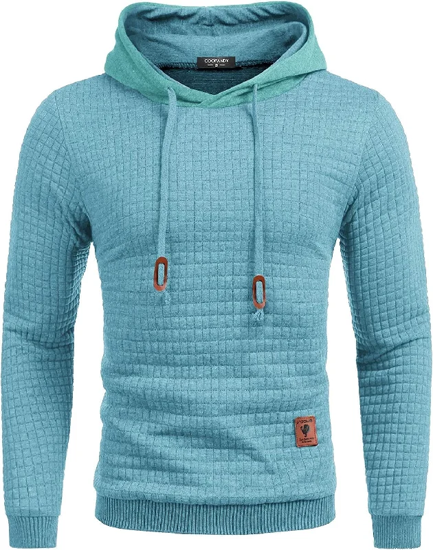 Huge Savings Gym Drawstring Plaid Jacquard Hoodie (US Only)