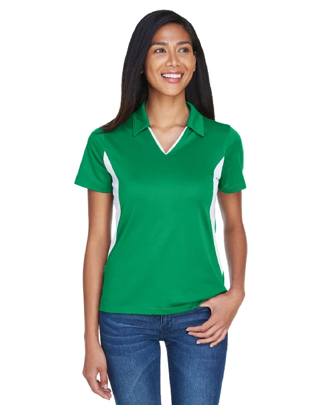 Great Deals Harriton Ladies Side Block Micro-Pique Polo Shirt | Kelly/ White