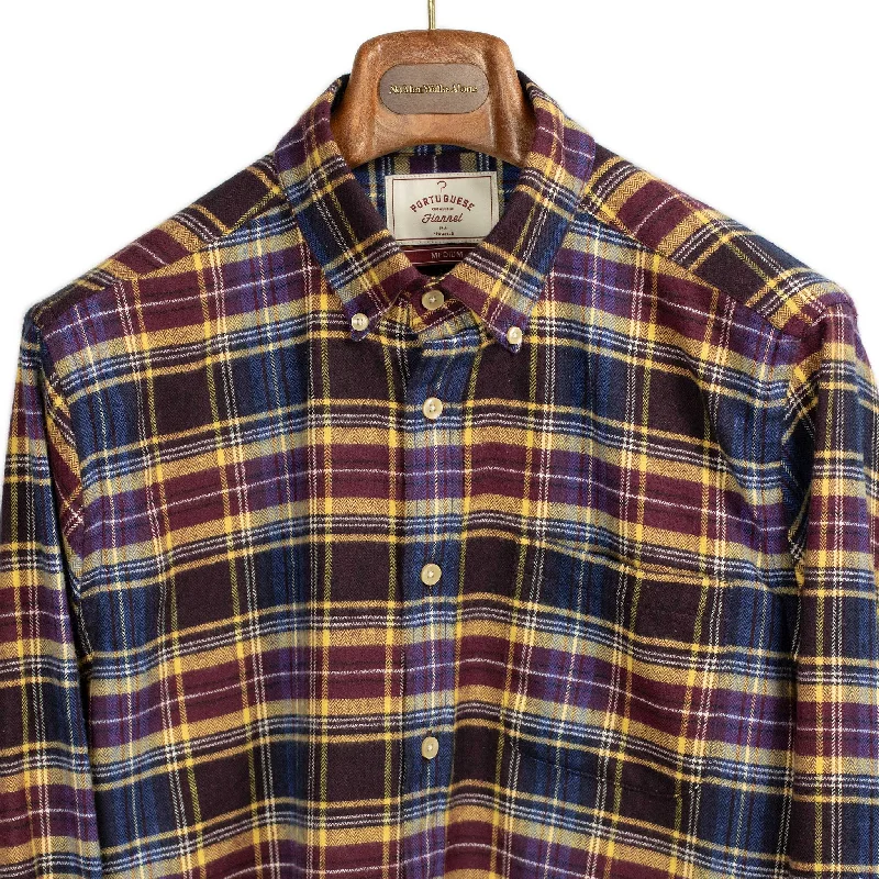 Overstock Sale Apollo shirt in blue, wine, and yellow cotton flannel