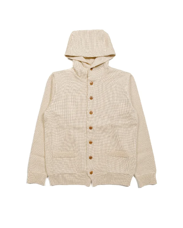 Celebrate the Weekend with Discounts The Real McCoy's MC23107 30s Hooded Knit Sweater Ecru