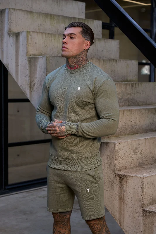 Huge Discounts FS Plain Olive Crew Jumper With FS Branding - FSH1186