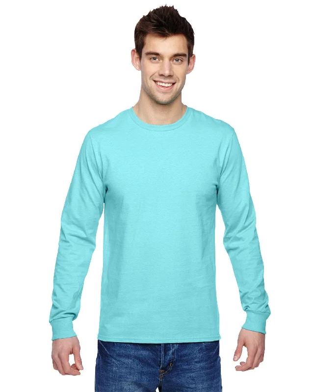 Exclusive Offer Fruit of the Loom 100% Sofspun Cotton Long Sleeve T-Shirt | Scuba Blue