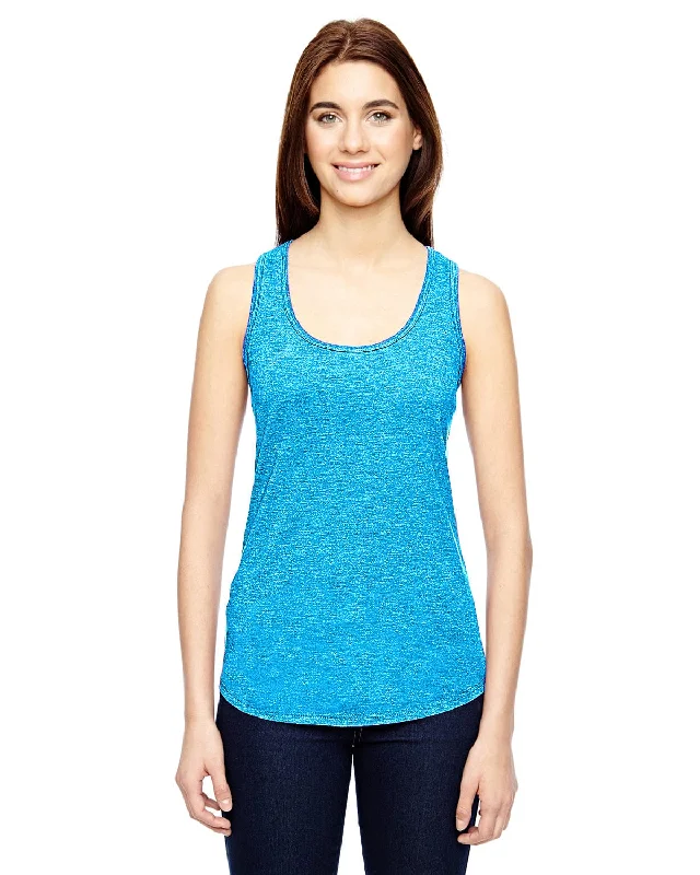 Price Slash Anvil Ladies Triblend Racerback Tank | Hthr Carib Blue