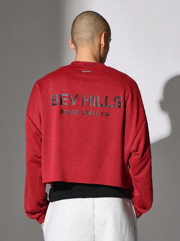 Shop and Save Crop Fit Raw Hem Sweatshirt With Back Graphic Print