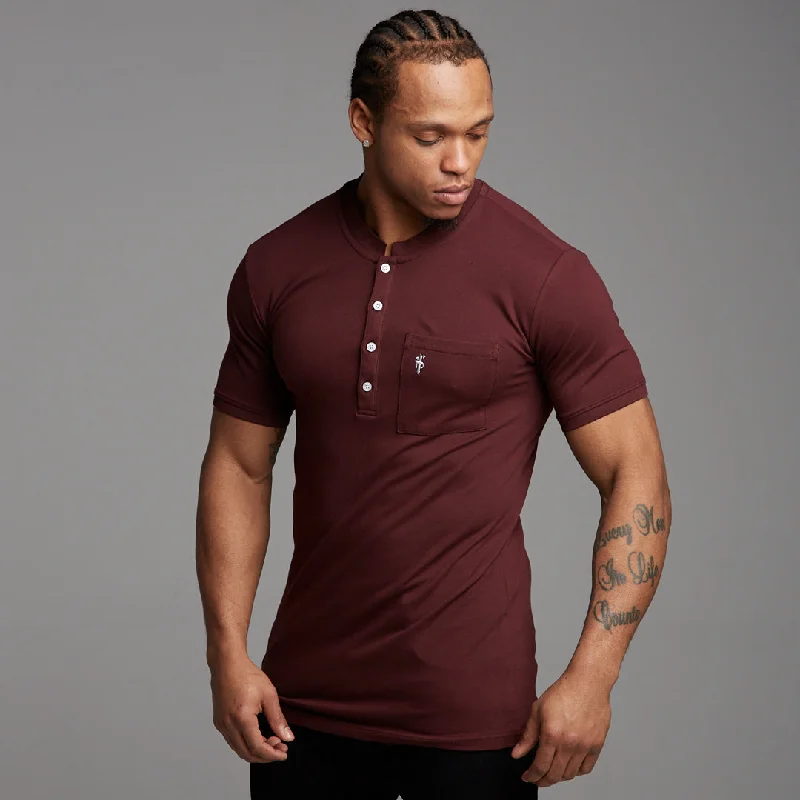 Shop and Save Father Sons Classic Burgundy Grandad Polo Shirt - FSH195