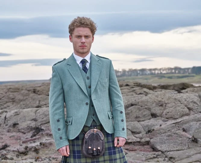 Today's Special Clunie Tweed Jacket and 5 Button Waistcoat by House of Edgar - Moss