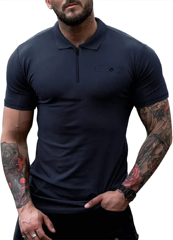 Year-End Clearance Slim Fit Zipper Polo Golf Shirt (US Only)