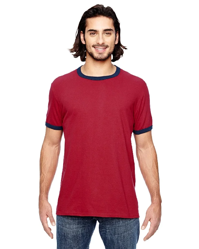 Can't Miss Anvil Lightweight Ringer T-Shirt | Ind Red/ Navy