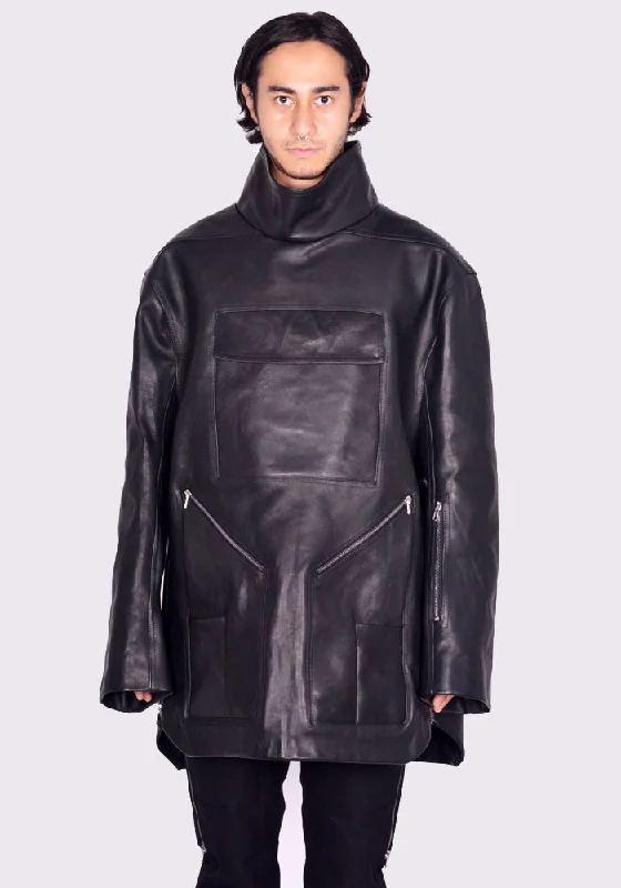 The Best Deal RICK OWENS MEN RR02D6910 LOO MOUNTAINEERING SMOCK LEATHER JACKET BLACK The Best Deal RICK OWENS MEN RR02D6910 LOO MOUNTAINEERING SMOCK LEATHER JACKET BLACK