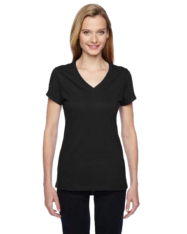 Best Seller Fruit of the Loom Ladies 100% Sofspun V-Neck T-Shirt | Black