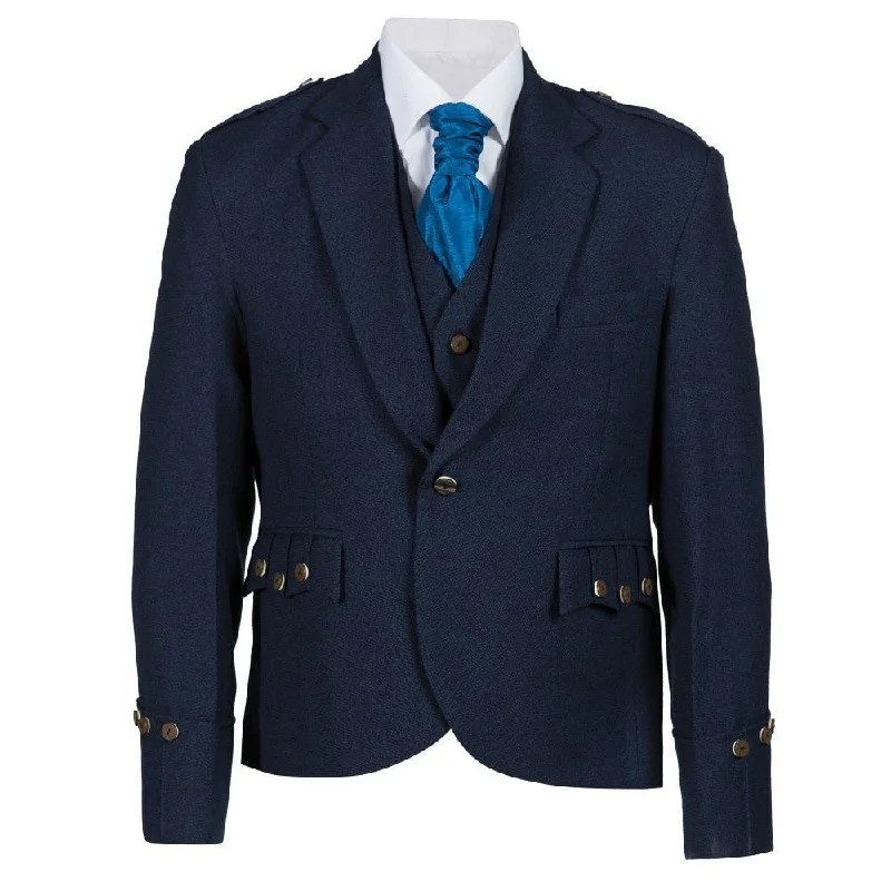 Act Now Tweed Argyle Jacket and 5 Button Vest - Navy Tweed