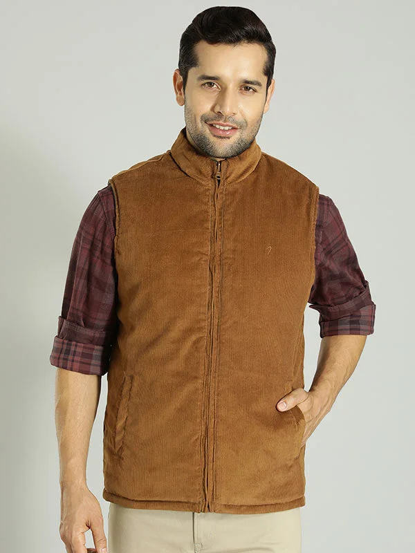 Hurry Up Men Printed Sleeveless Gilet Jacket