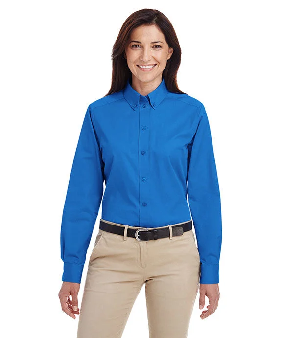 Midnight Sale M581W - Harriton Ladies Foundation 100% Cotton Long-Sleeve Twill Shirt with Teflon™
