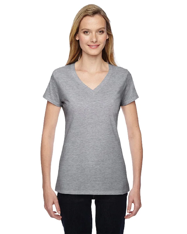 Big Deal Fruit of the Loom Ladies 100% Sofspun V-Neck T-Shirt | Athletic Heather