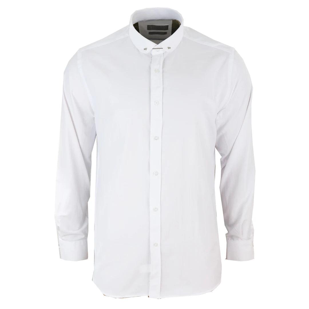 Special Discount Mens Club Collar Shirt With Bar Poplin Pin White Black 1920s Peaky Blinders