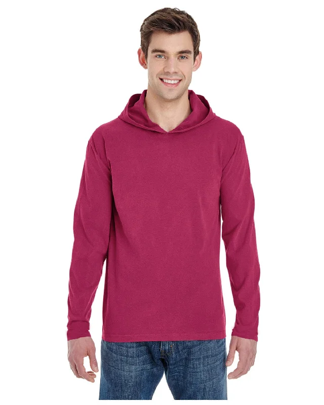 Seasonal Sale Comfort Colors Heavyweight Long Sleeve Hooded T-Shirt | Crimson