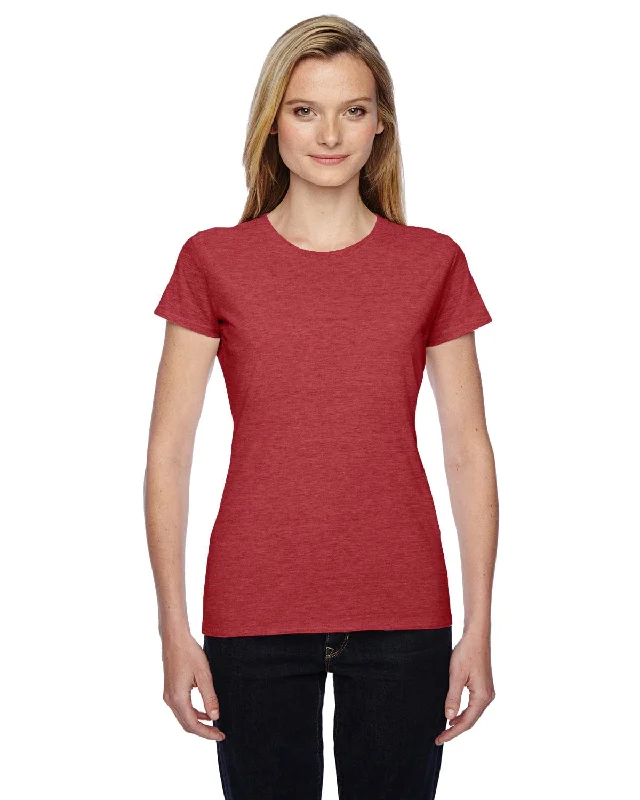 Don't Delay Fruit of the Loom Ladies 100% Sofspun Cotton Junior Crew T-Shirt | Brick Heather