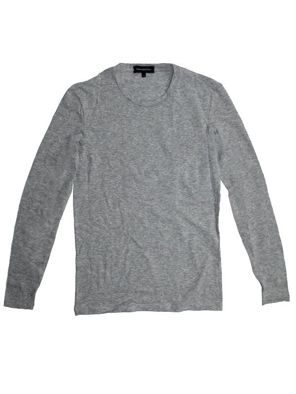 Deep Savings Ermenegildo Zegna Long Sleeve Stretch T-Shirt Gray Undershirt L FINAL SALE