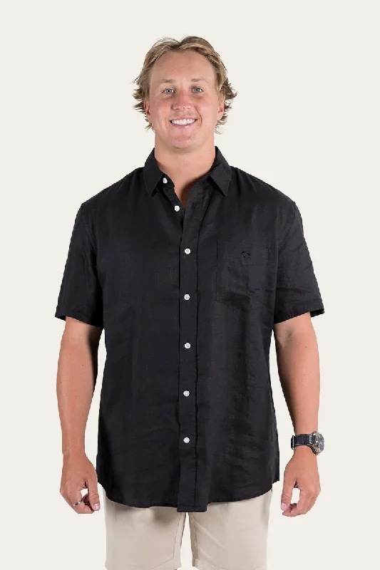 Take Advantage Dawson Mens Relaxed Linen Dress Shirt - Black