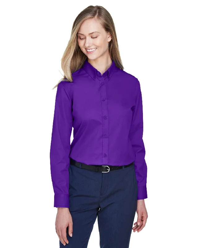 Price Reduction Core 365 Operate Ladies Long Sleeve Twill Shirt | Campus Purple