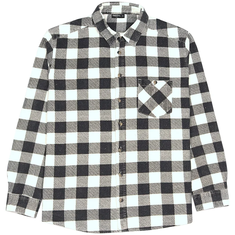 One-Day Only Identic Checkered Flannel Shirt Black Grey White